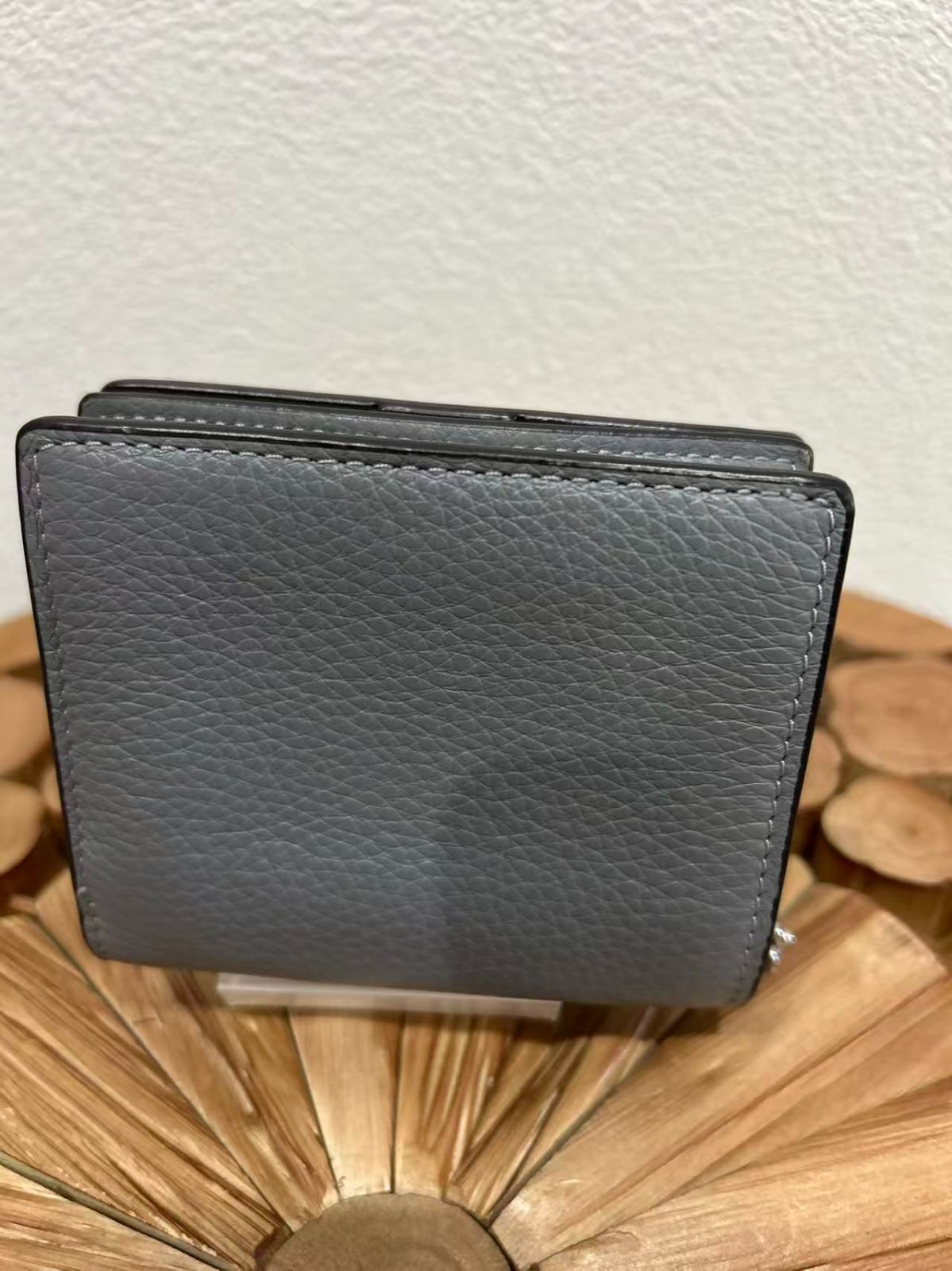 正規品 コーチ レディース スナップ ラウンド 二つ折り財布 グレイ ブルー