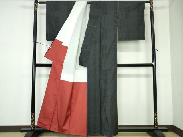 平和屋着物□本場大島紬 大野織物謹製 舞花間道 証紙付き 正絹 逸品 未  