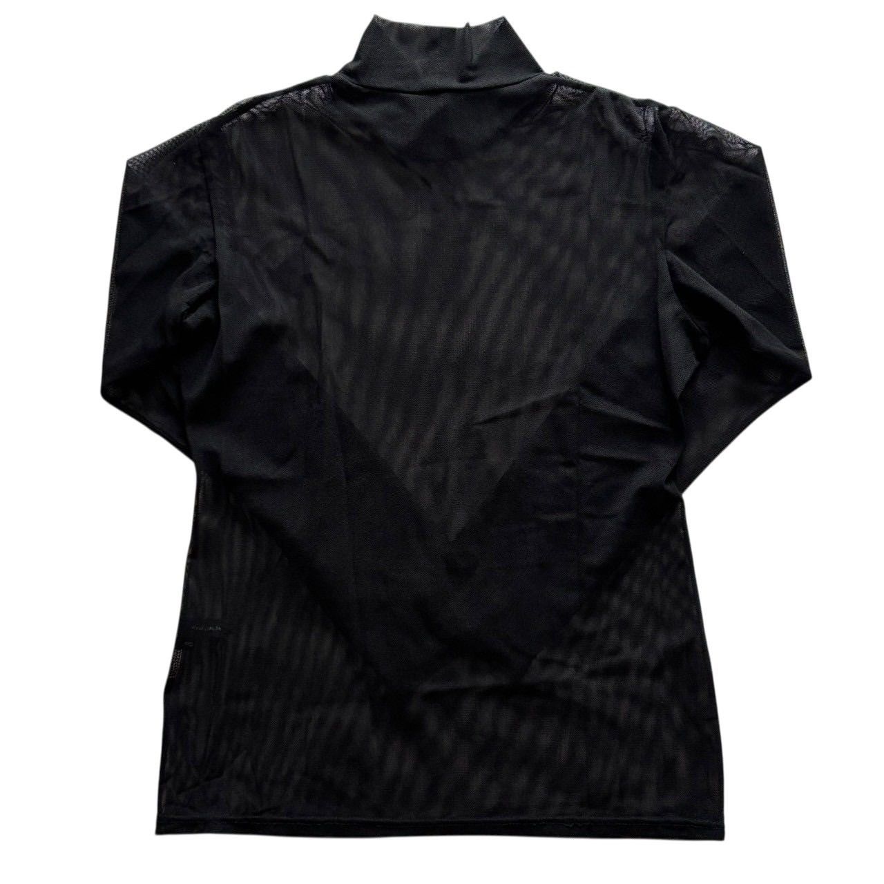 ヨウジヤマモト 長袖シースルーシャツ 黒 透け感 ハイネック レディース サイズ3 Lサイズ