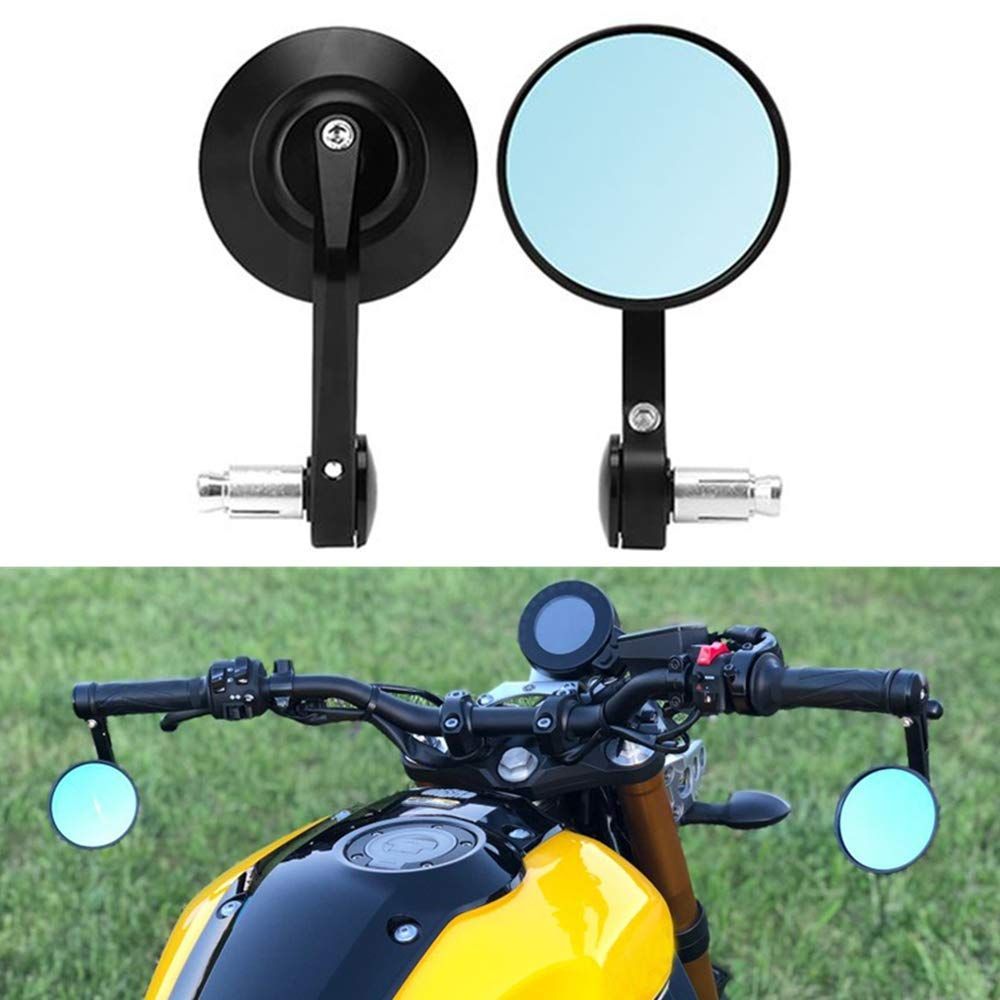 数量 バーエンドミラー CNC 汎用バイクミラー ミラー 適合 MT-07 MT-09 MT-03 J.H.T GROMなどに対応 左右セット 丸形 ブラック