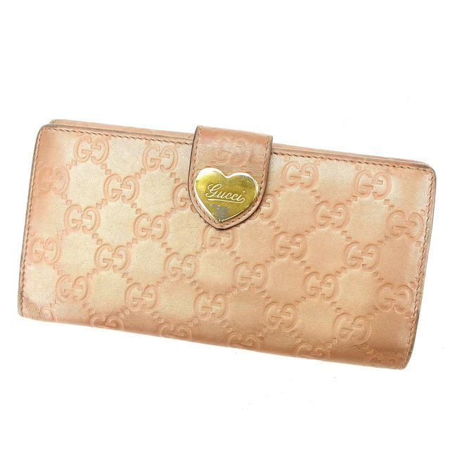 GUCCI ラブリーハート GG 長財布 Wホック メタリックピンク グッチ 長財布 Wホック ラブリーハート グッチシマ メタリックピンク