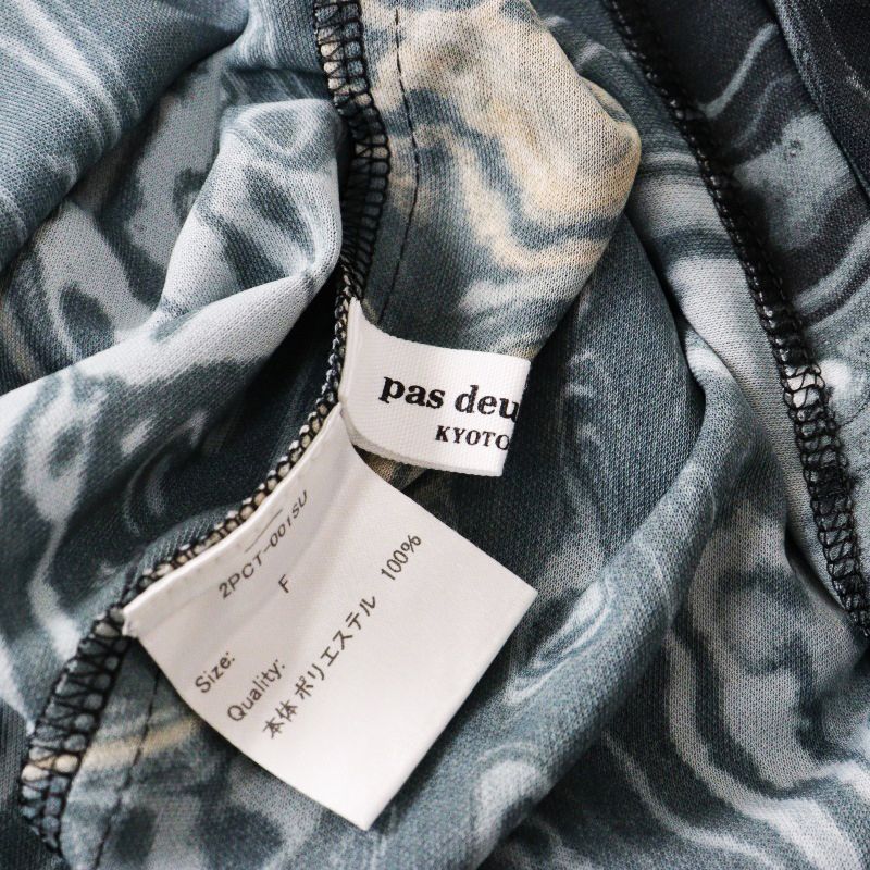 革新 パドゥパレイユ pas deux pareils KYOTO MARBLE マーブル 総柄Tシャツ F ブルーグレー カットソー 半袖 トップス 2400014547160