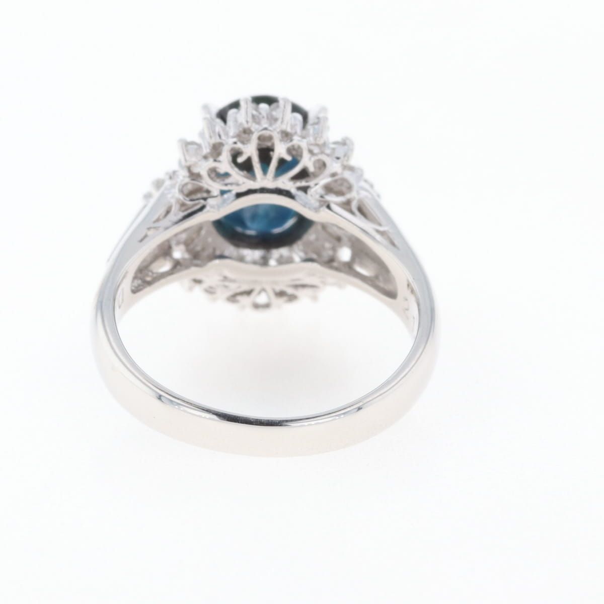 サファイア デザインリング プラチナ メレダイヤ 指輪 リング 7号 Pt900 サファイア ダイヤモンド レディース 中古 ラッピング可