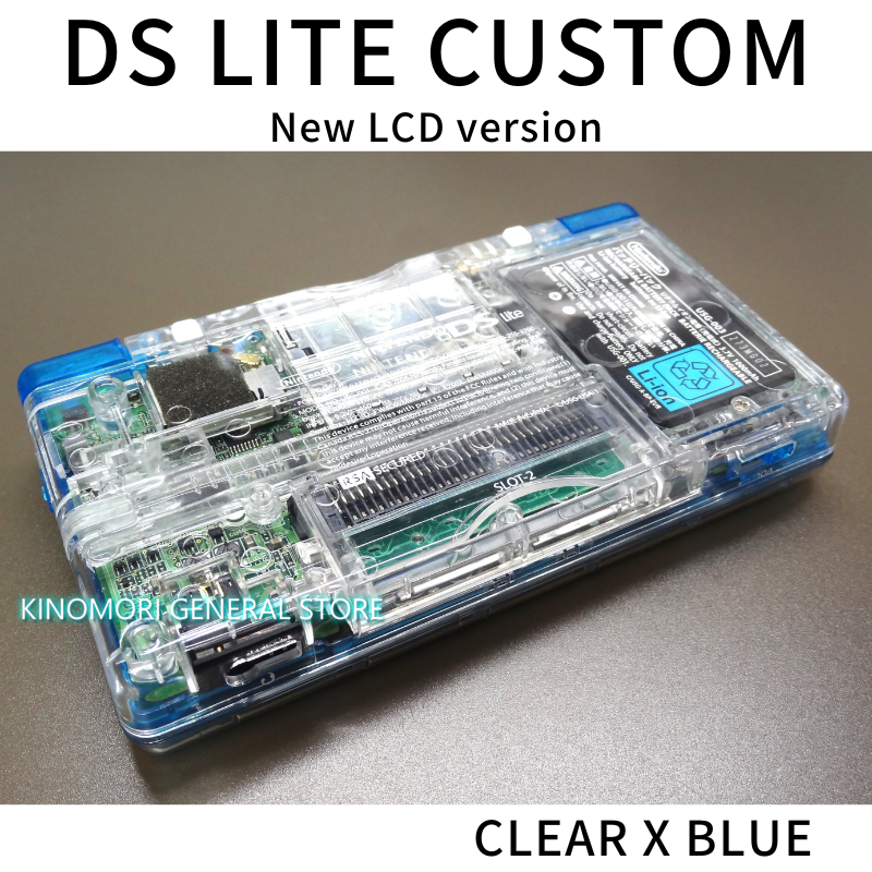 DS LITE CUSTOM CLEAR X BLUE NEW LCD Ver
