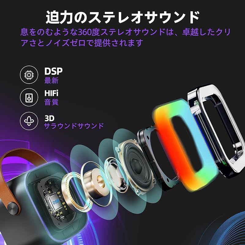 カラオケセット Bluetooth5.3 ワイヤレスマイク2本 RGB 技適認証