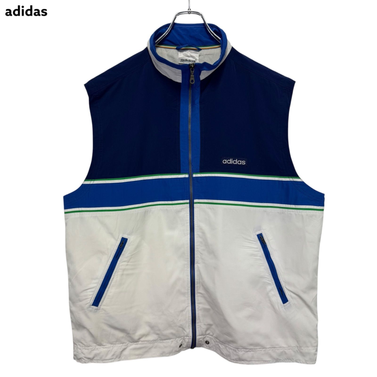 80s～90s vintage adidas Logo Embroidery Nylon Zip-up Vest Jacket 