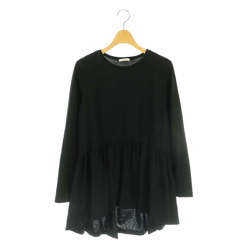 2023AW 美品 ルフィル ペプラムボーダートップス チュニック 黒 ル フィル LE PHIL ペプラムボーダートップス チュニック F 黒 /MI