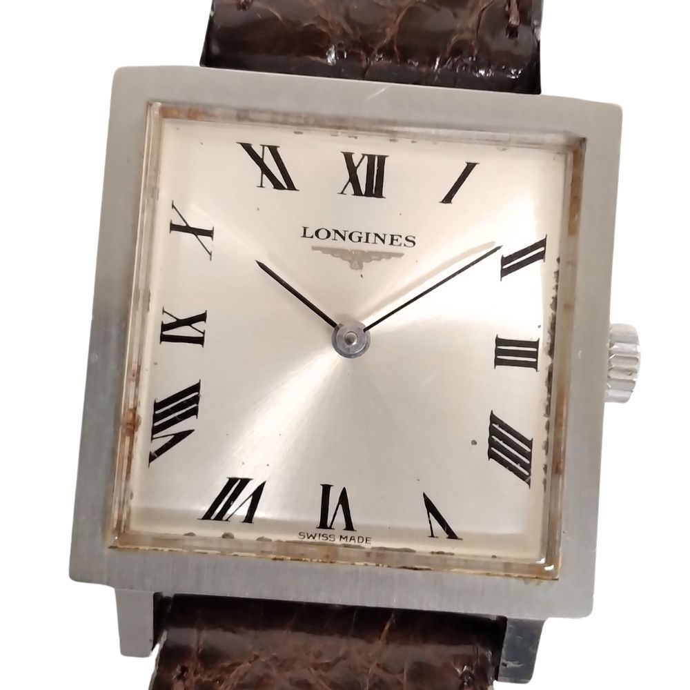 LONGINES ロンジン スクエア 手巻き メンズ マルマン革ベルト 腕時計 | C511