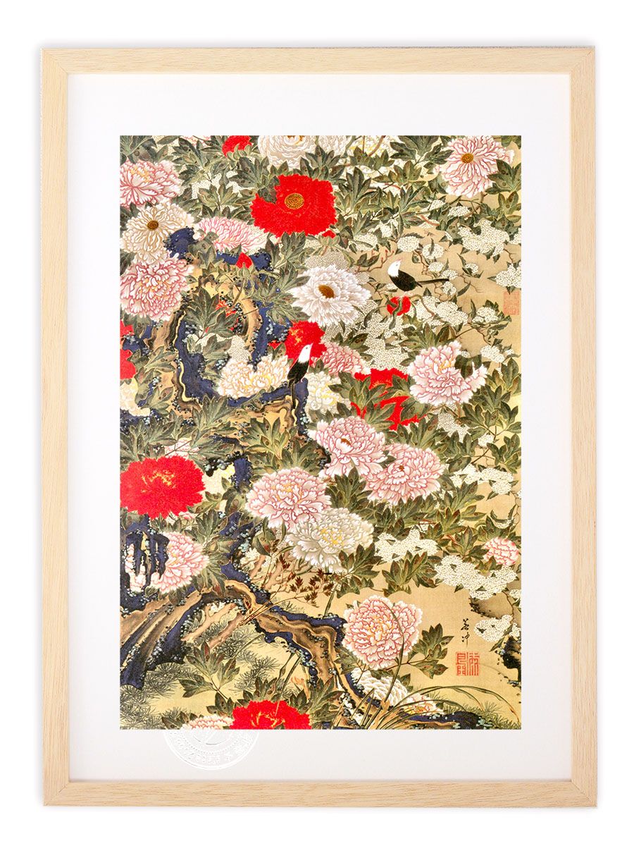 紅葉小禽図 （伊藤若冲『動植綵絵』複製額装・掛軸コレクション