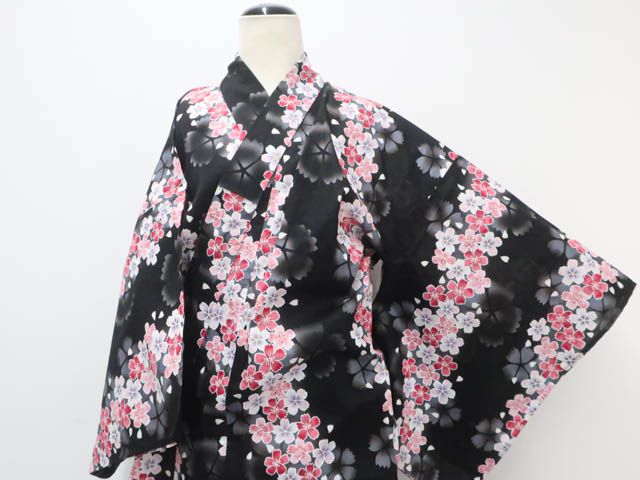 未使用　綿紅梅浴衣　桜柄　さんび　身丈（肩から）167㎝ 一輝堂】リサイクル着物 浴衣 ゆかた 綿紅梅 桜文 身丈約166cm