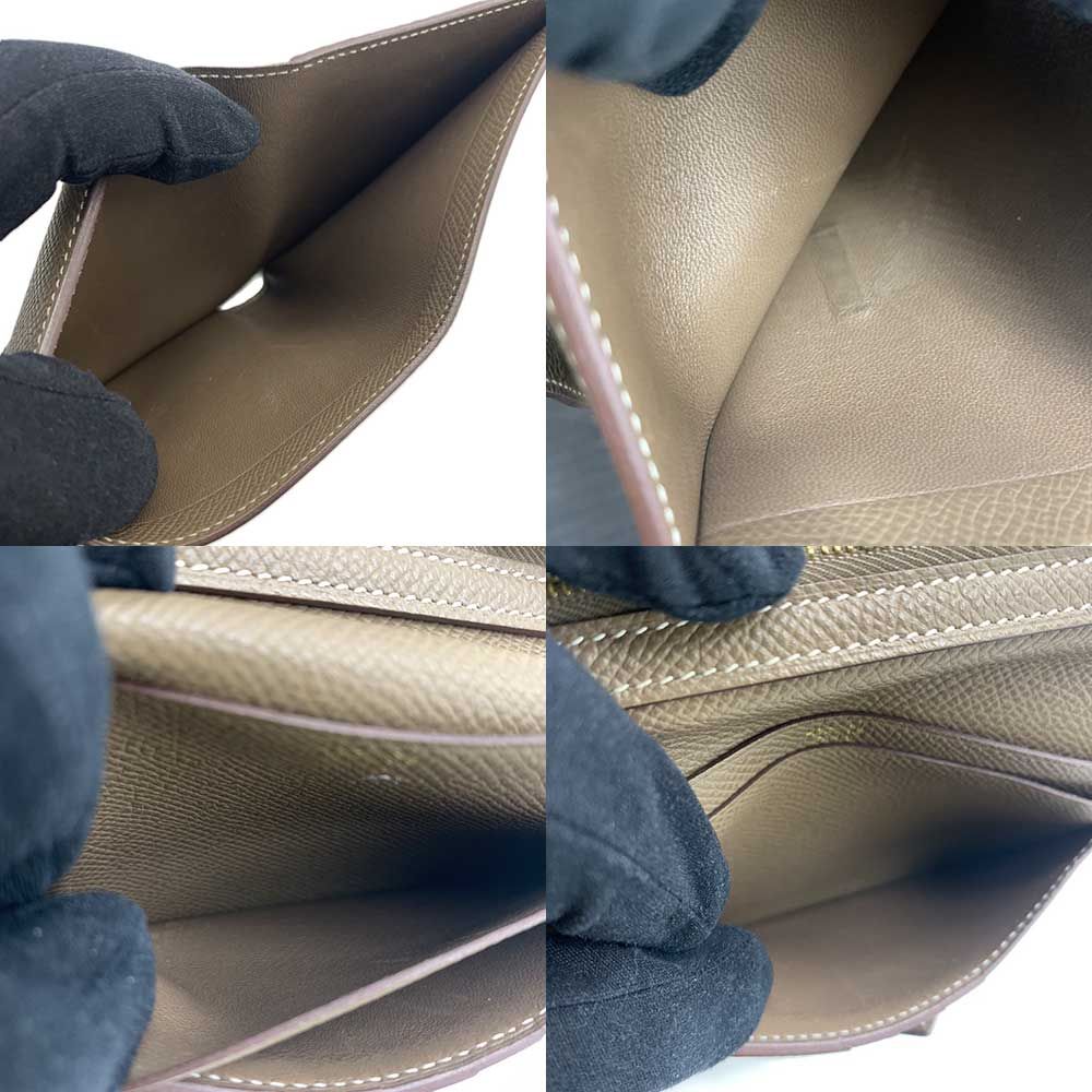 エルメス ベアン コンパクト エトゥープ ゴールド金具 Y刻印 HERMES  