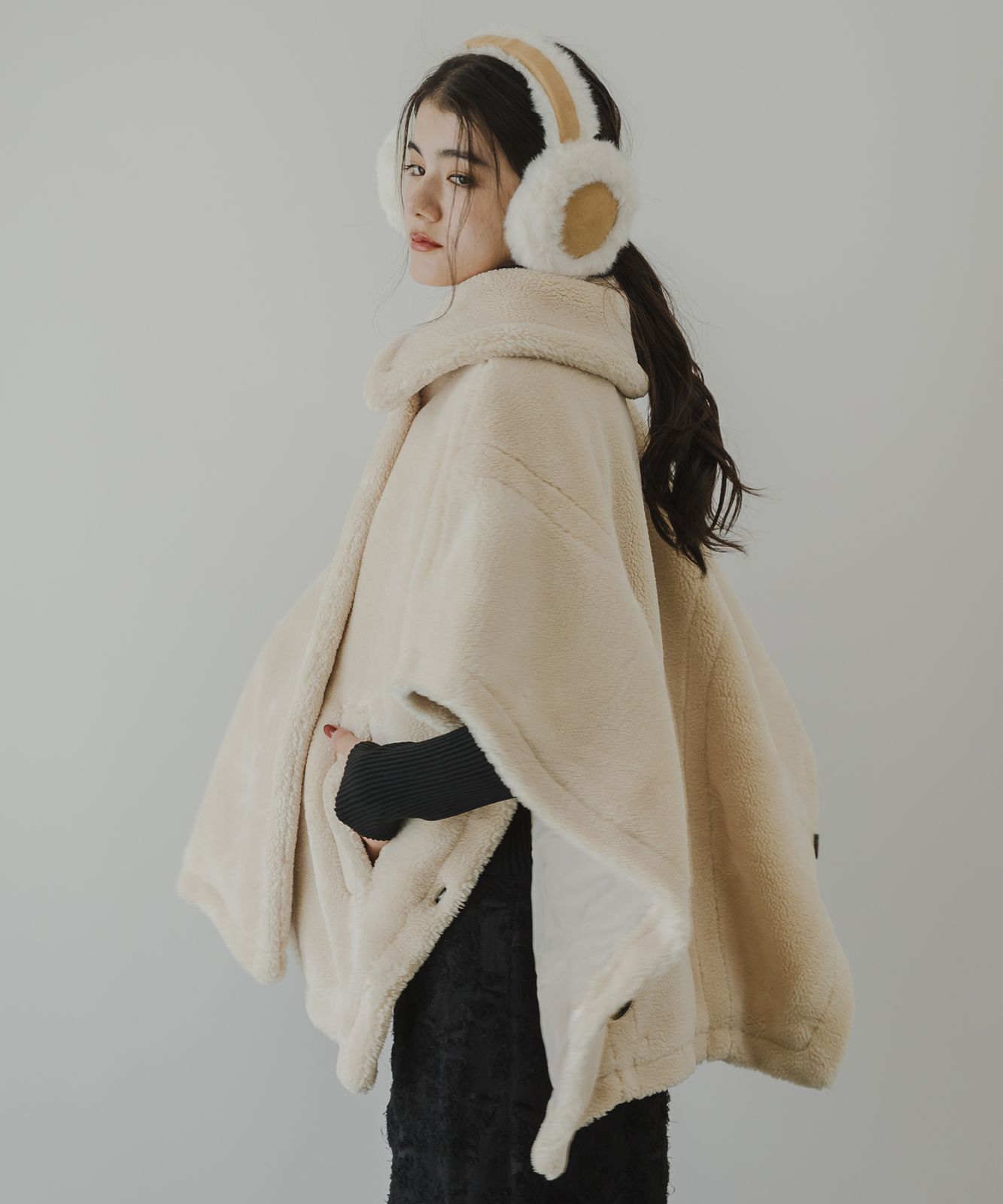 夢展望公式 [新品未使用] テディベアポンチョコート [モカ] 他