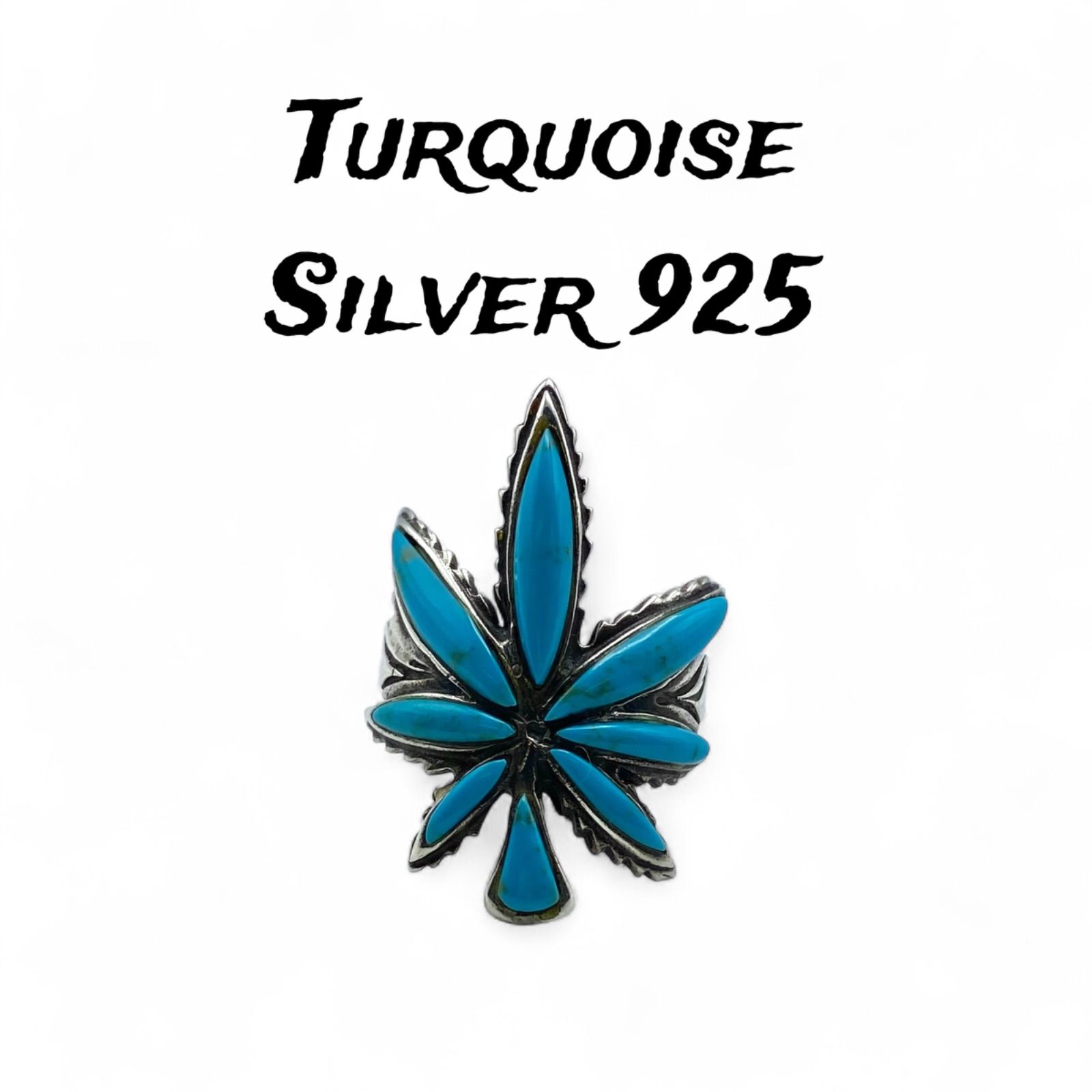 ターコイズリーフ】ボヘミアン Silver 925 刻印 90s Vintage Ring