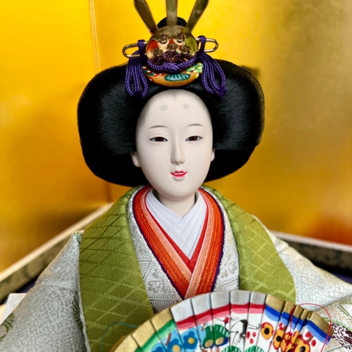 新品☆桐箱☆本金仕上げの天冠付☆大きな天上人の親王飾り☆京八番