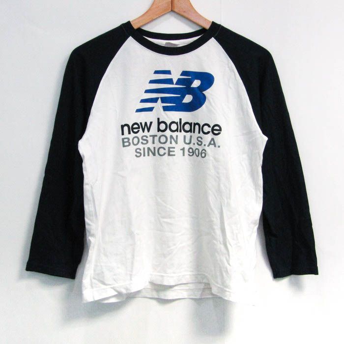 ニューバランス 長袖Ｔシャツ トップス ロゴT ラグランT スポーツウエア キッズ 男の子用 150サイズ ホワイト NEW BALANCE 【中古】