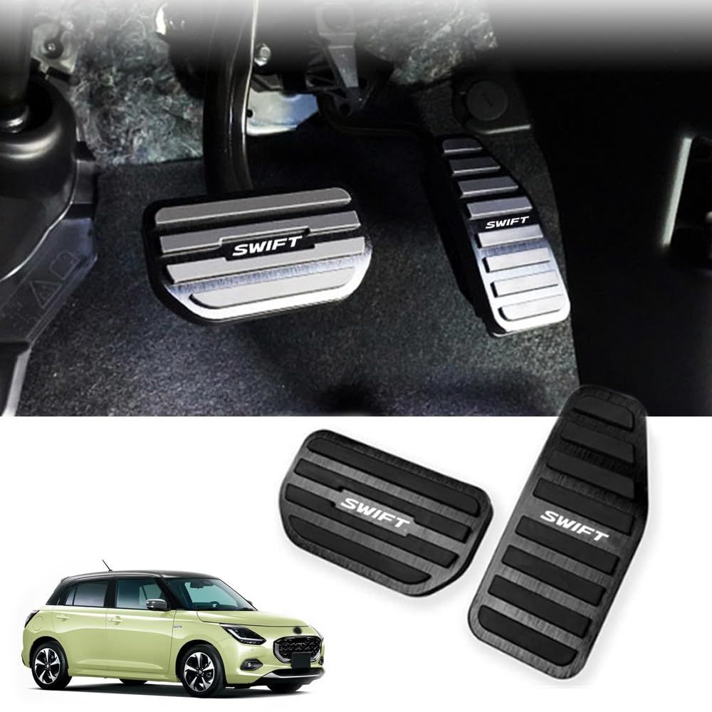 【人気商品】FOR 新型 スイフトSwift ZC/ZD系(2024年現在) 滑り止め、傷防止、汚れ防止の専用インターナルスロットルカバー 専用アルミペダルカバー 取付簡単 ブレーキ 交換部品2点セットスイフト ペダル (黒)