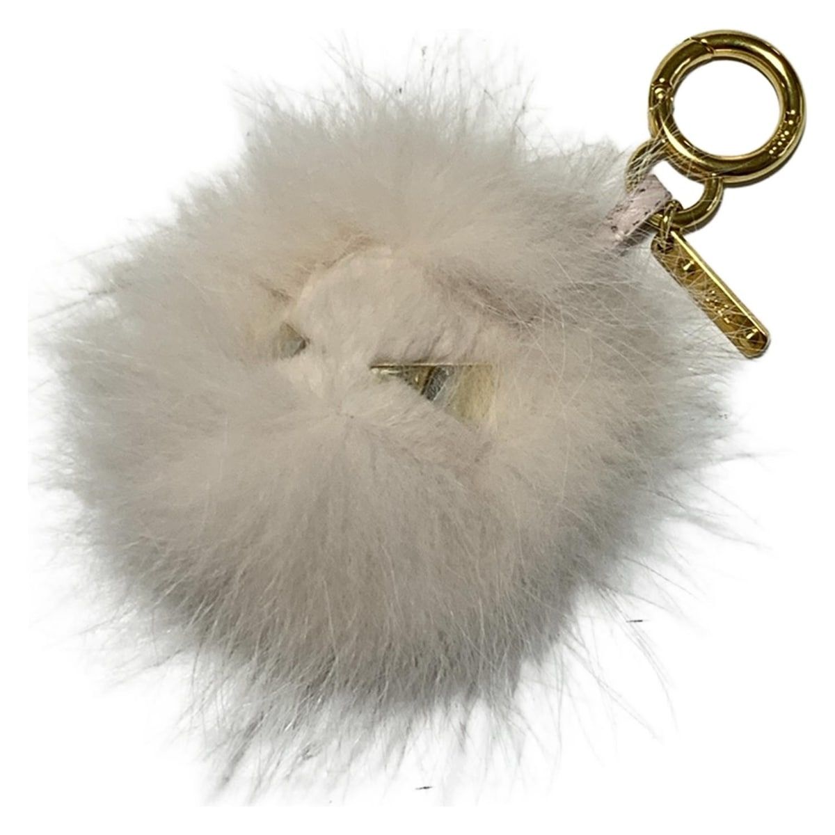 【美品】FENDI ホワイトファー ポンポン キーホルダー ゴールドリング 美品】FENDI ホワイトファー ポンポン キーホルダー ゴールドリング