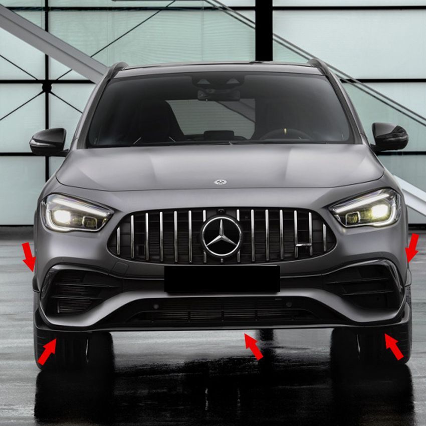 メルセデス ベンツ GLAクラス H247 GLA200 GLA35 GLA45 AMGスポーツ フロントバンパー風刀 5点セット 外装改装 ピアノブラック