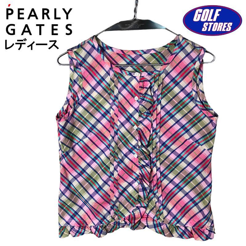 PEARLY GATES パーリーゲイツ ノースリーブシャツ チェック レディース