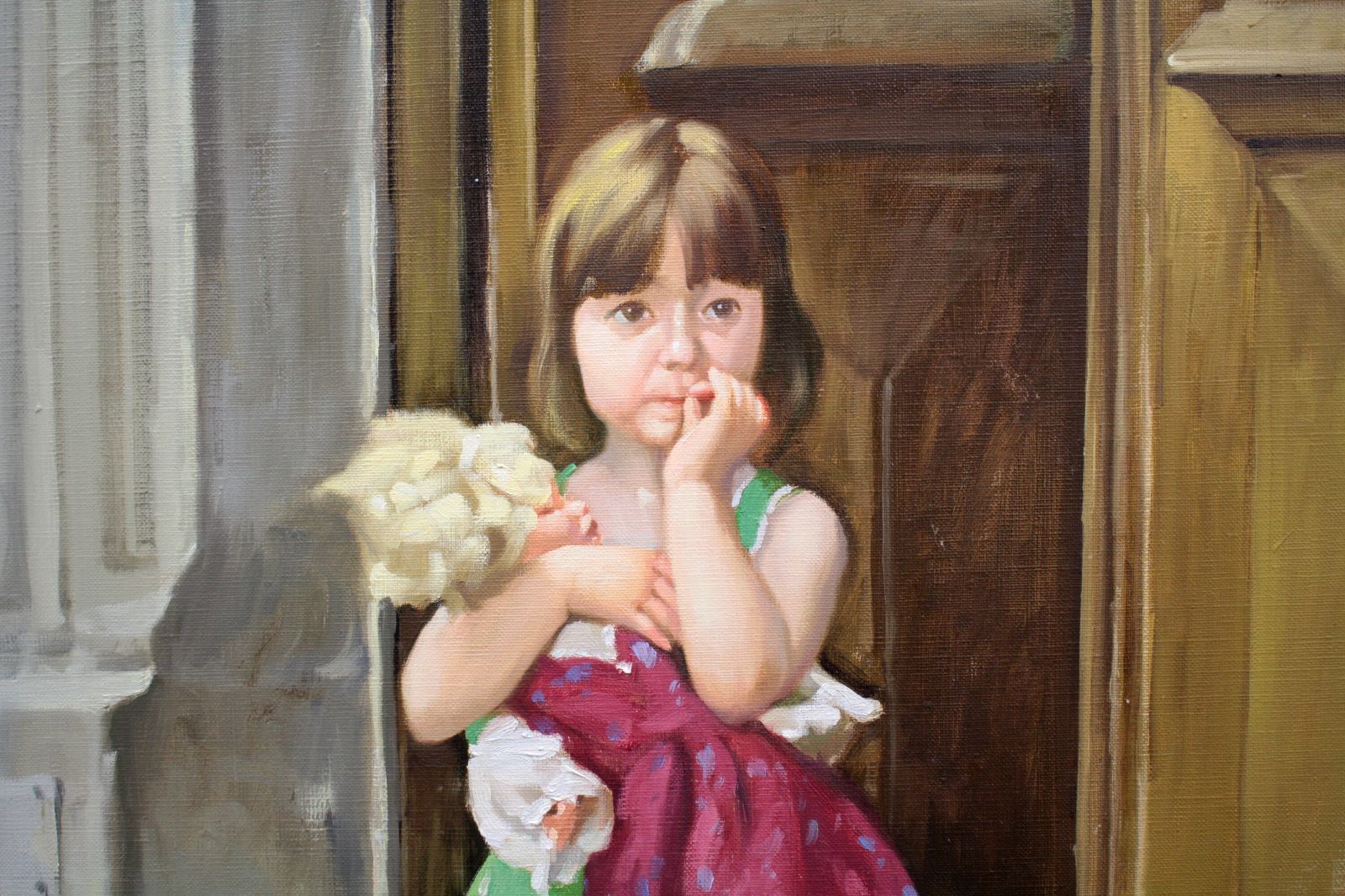 山岸正巳『人形を抱く少女』油彩画【真作保証】 絵画 - メルカリ