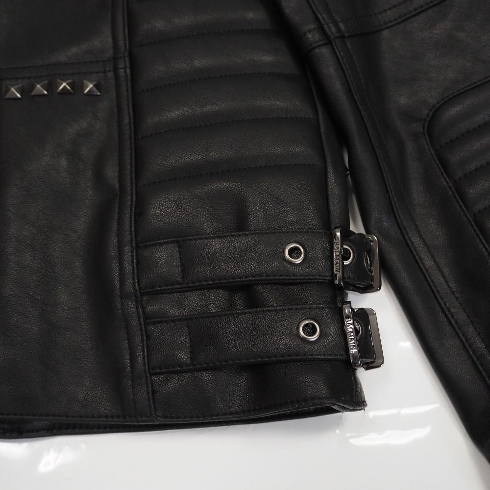 BALMAIN メンズ ライダースジャケット グレー レザージャケット