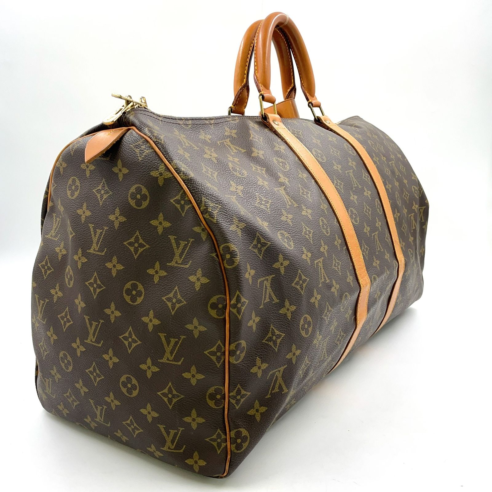 LOUIS VUITTON キーポル55 モノグラム モノグラム レザー×PVC ブラウン ボストンバッグ ゴールド M41424