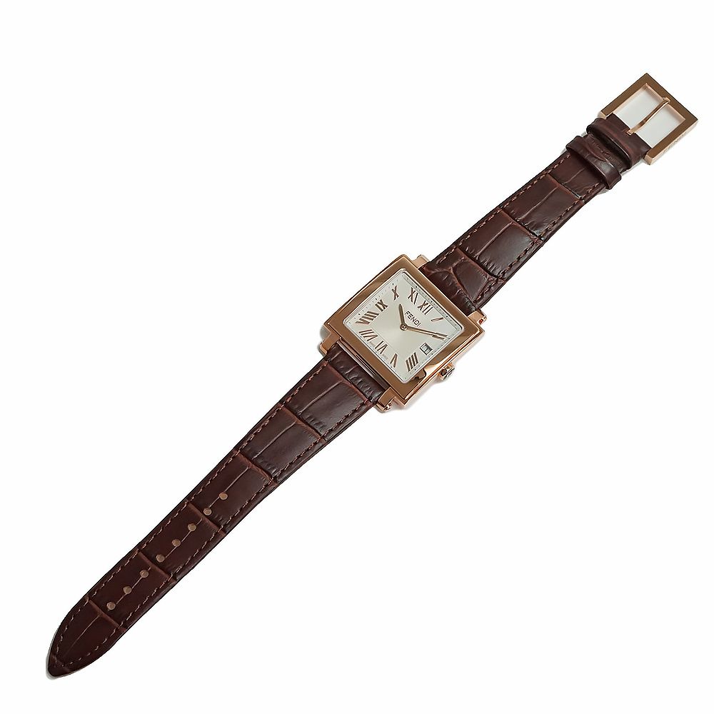 配送無料フェンディ FENDI 型押しカーフレザー クワドロ メン QUADOROMEN クオーツ 腕時計 ブラック 黒 F604511011 箱付 訳あり（新品・未使用品） 腕時計(アナログ)