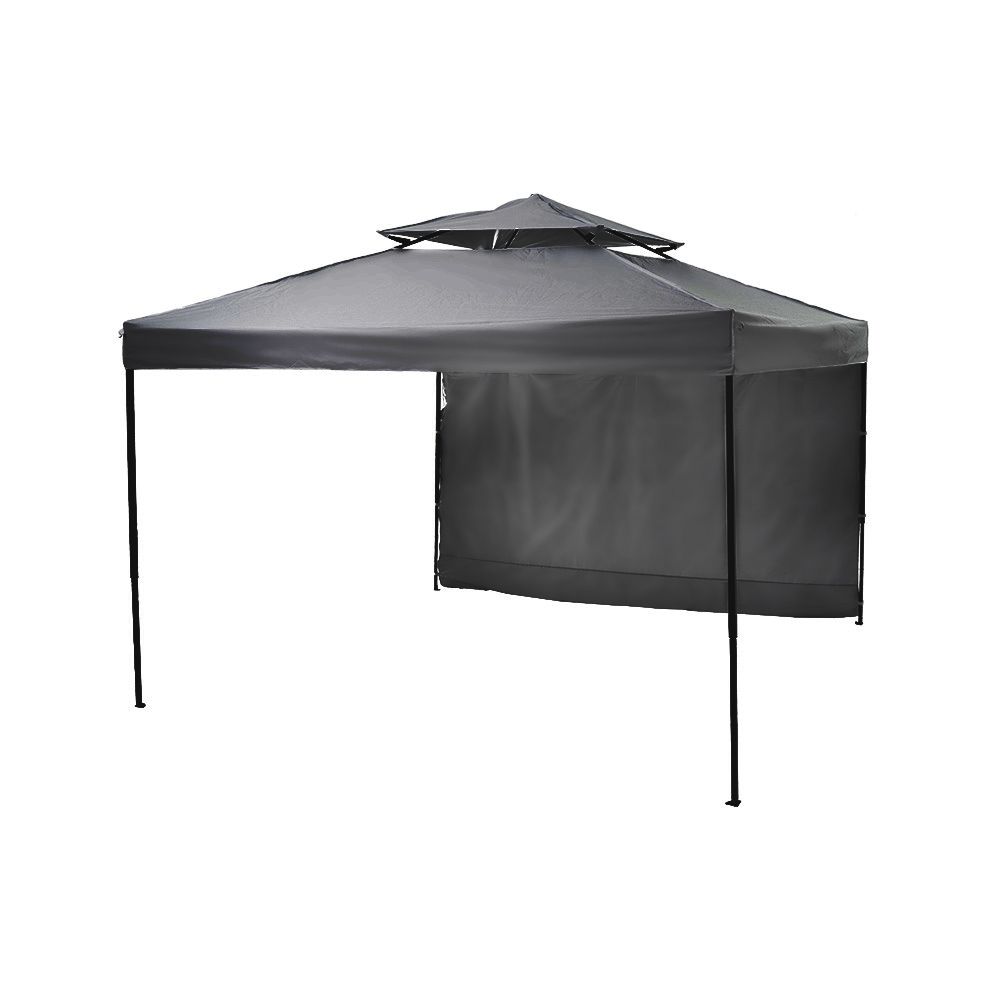グレー】タープテント 3m サイドシート1枚付 UV加工 撥水 ワンタッチ