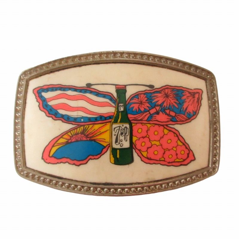 ピーターマックス peter max ヴィンテージ 60s~70s ベルト バックル 蝶 バタフライデザイン マルチカラー 0910