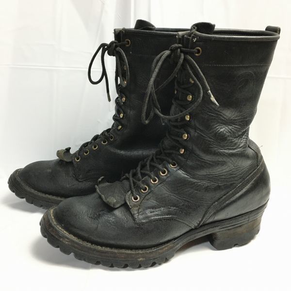 試着交換OK！HATHORNハソーン　70s-80s?Vintage 品　レザーブーツ　size11D〈黒/BLACK/ブラック〉レースアップ編み上げ　ホワイツ　　boots　/ men's 管No.WS5 試着交換OK！HATHORNハソーン 70s-80s?Vintage 品 レザーブーツ