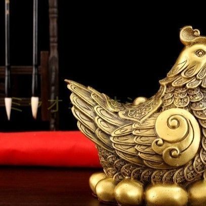 鶏 鳥 酉 置物 オブジェ 金色 黄金 ゴールド 干支 幸運 長寿 縁起物 魔除け 厄除 開運 幸運 財運 金運 安産祈願 無病息災 商売繁盛 インテリア 玄関 リビング オフィス NEXPOTALLINN_EU