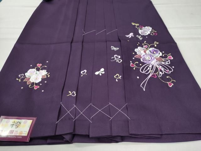 平和屋着物○女性 行灯袴 総刺繍 草花文 虫襖色 金銀糸 卒業式 洗える  