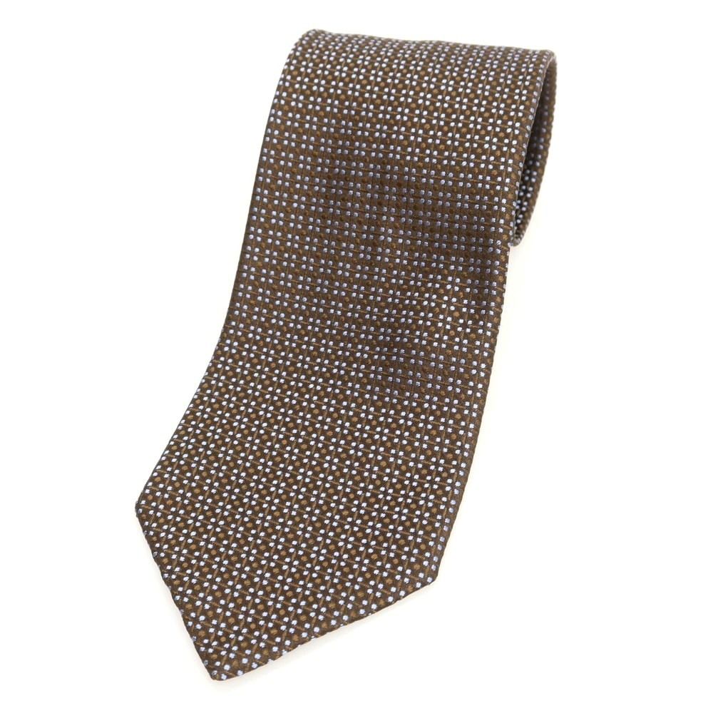 【中古】シャルベ CHARVET シルク ネクタイ ブラウンxライトブルー【メンズ】