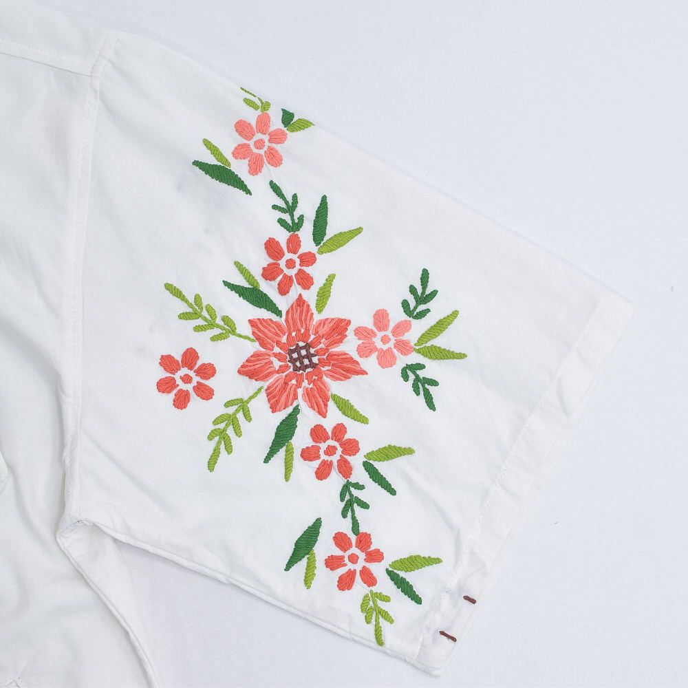 Remakeリメイク 再構築 パッチワーク&フラワー刺繍 デザイン コットン  