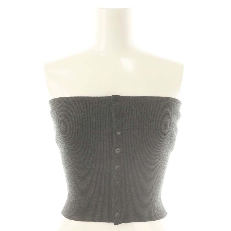 オーラリー AURALEE SUPER FINE WOOL HIGH GAUGE RIB KNIT BANDEAU ニット カットソー ビスチェ ウール 1 ダークグレー A24AB05HW |DO OS