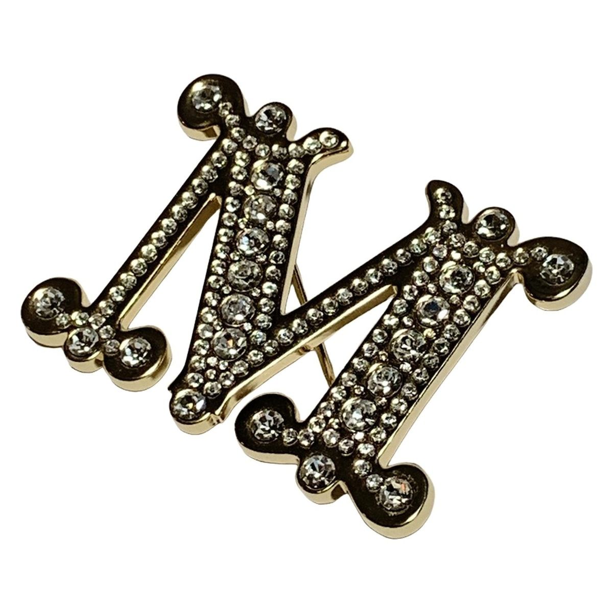 【極美品】MaxMara マックスマーラ ロゴ ブローチ ブルー ゴールド M MaxMara ⭐︎極美品⭐︎ゴールド ブローチ M字クマモチーフ