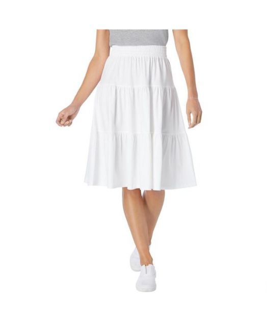 送料無料 ウーマン ウィズイン レディース スカート ボトムス Women s Within Elastic-Waist Knit Tiered Skirt White