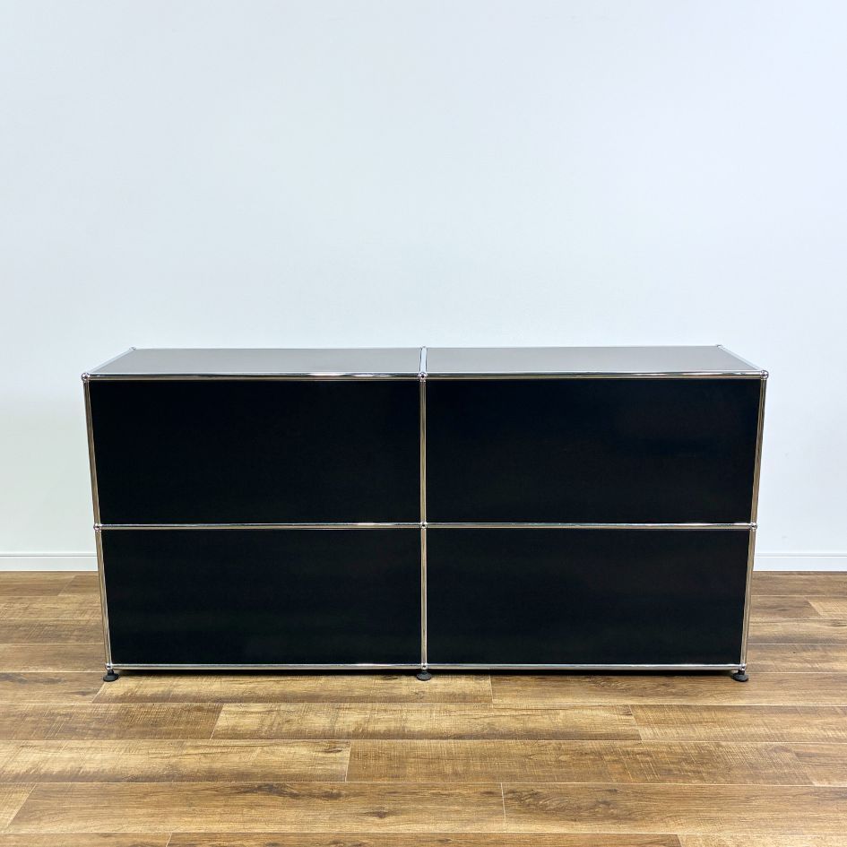 USM ハラー 1列 2段 フリップアップ ドア キャビネット ブラック USM Haller ハラ—キャビネット 2列2段 ドロップアダウンドア