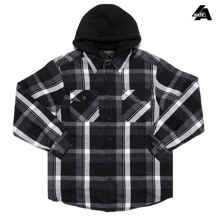 LA GATE HOODED QUILTING JACKET【BLACK×WHITE】 (M・L・XL・2XL 