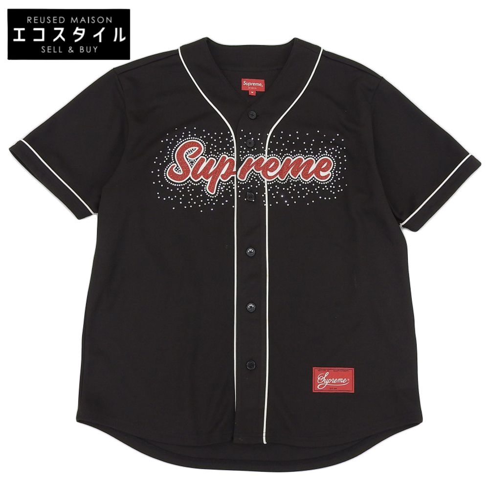 Supreme シュプリーム Supreme シュプリーム Rhinestone Baseball Jersey トップス メンズ 黒 ブラック M 20SS M