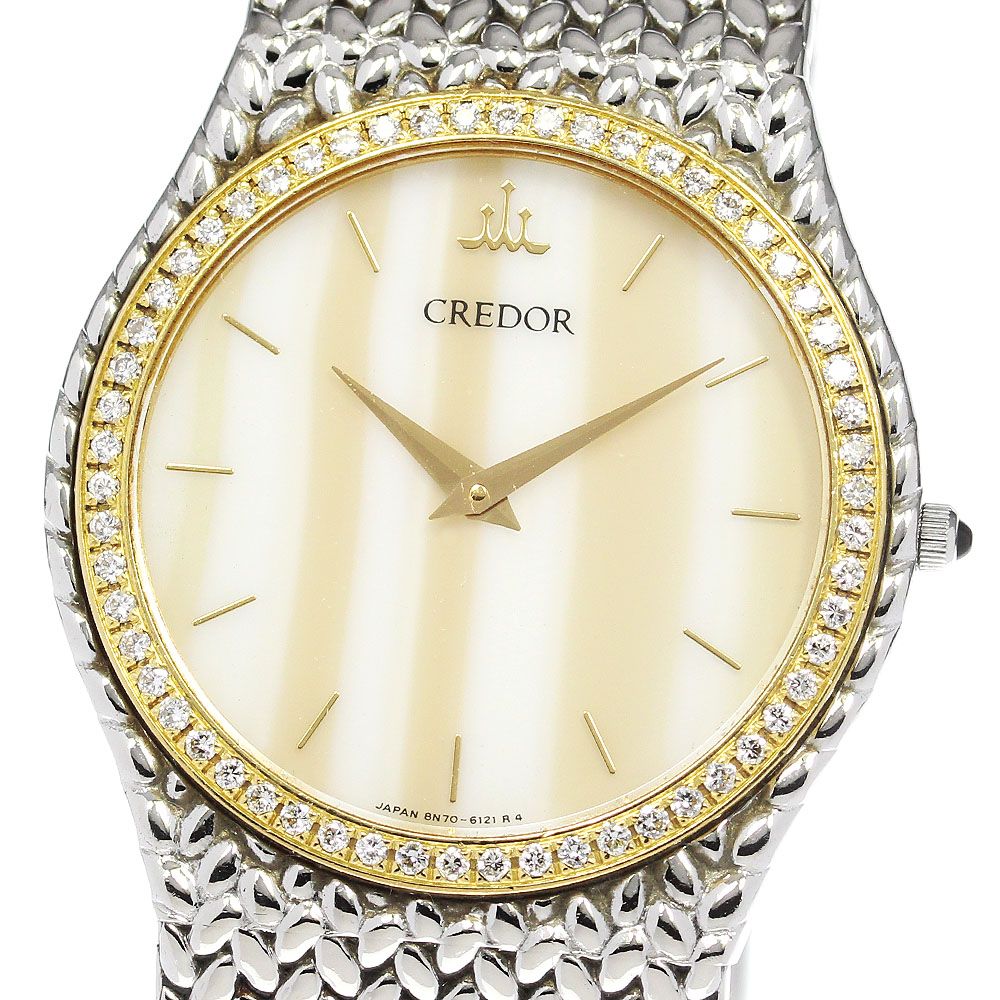 セイコー SEIKO 8N70-6140 クレドール ダイヤベゼル クォーツ メンズ