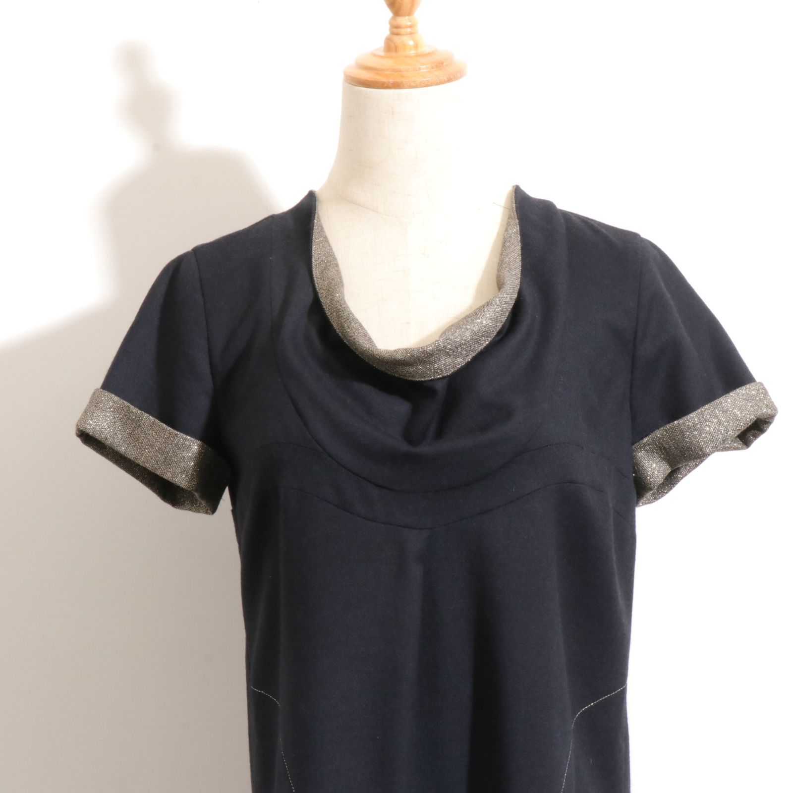 ☆美品☆ MARELLA マレーラ ワンピース 膝丈 半袖 折り返し袖 ウール 