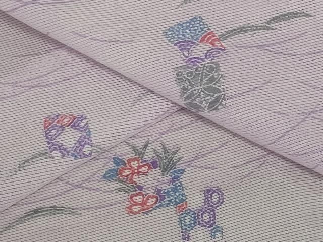 平和屋着物＊夏物 小紋 絽 芝花文 洗える着物 AABB0594st