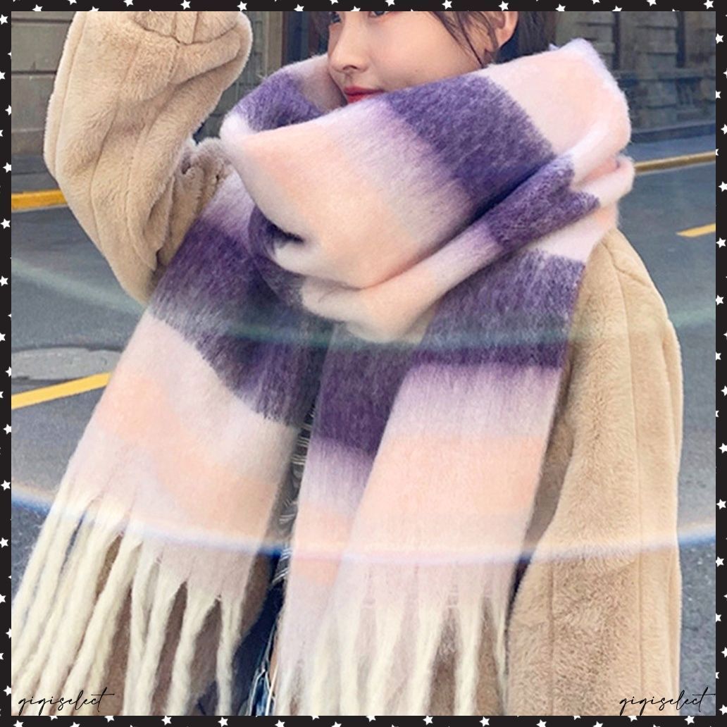 HSFEO]マフラー ストール レディース 大判 秋冬 厚手 チェック柄