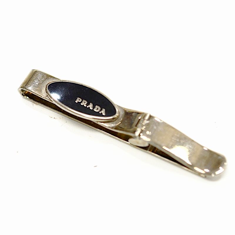 PRADA プラダ ブラック×シルバー ネクタイピン タイピン メンズ
