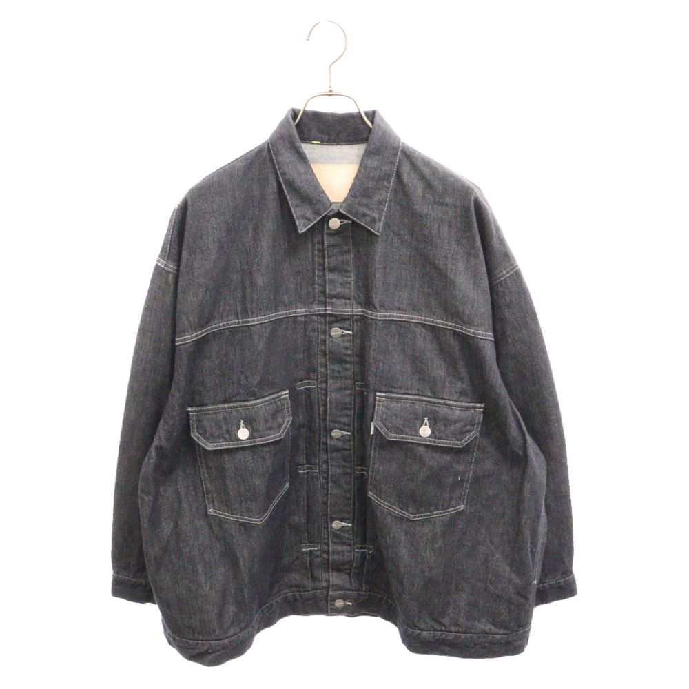 Graphpaper (グラフペーパー) 22AW Colorfast Denim Jacket ウォッシュ加工 フロントボタン デニムジャケット Gジャン インディゴ/ブラック GU223-30040B