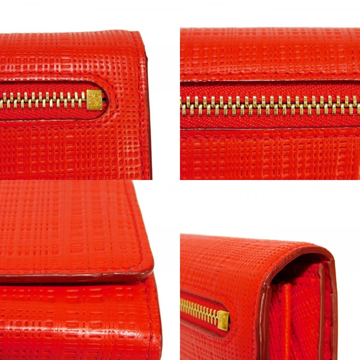 LOEWE ロエベ ホリゾンタル ウォレット リネン カーフ レッド