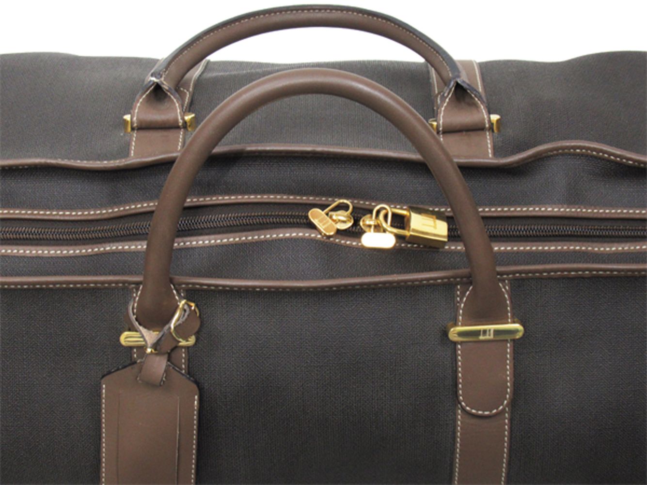 ダンヒル Dunhill ボストンバッグ ヘリンボーン グレー 灰色