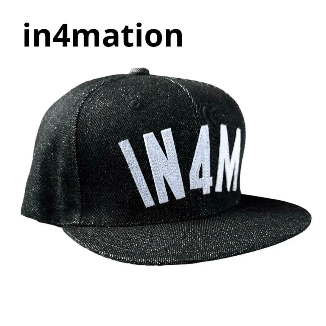 ラスト1点 ♥ のデニム in4mation ブラック デニム スナップバック キャップ hawaii ハワイ ローカルブランド 帽子 ユニセックス 男女兼用 in4m インフォメーション ストリート サーファー や 車好きにもオススメ