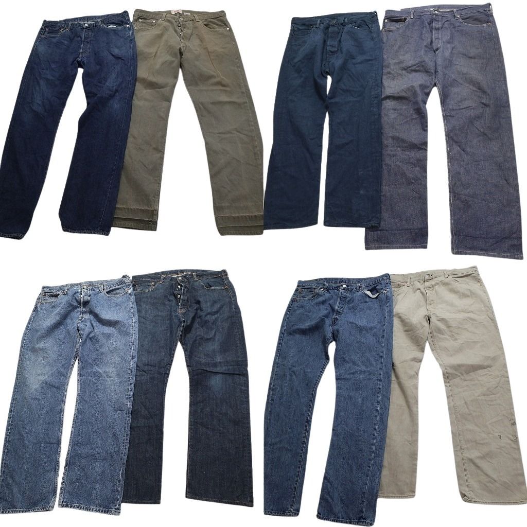 古着卸 まとめ売り リーバイス 501 デニム パンツ 8枚セット メンズ 38 |40 インディゴブルー フェード アタリ 古着 NC1316